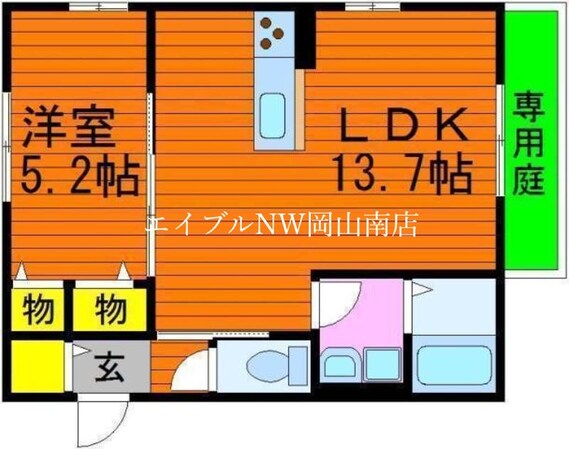 岡山駅 バス28分  福富西一丁目下車：停歩9分 1階の物件間取画像